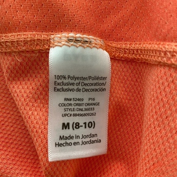 DANSKIN Peach Tangerine Tri Color Perforated Detail L Sleeve Flatter Fit M - Picture 11 of 13